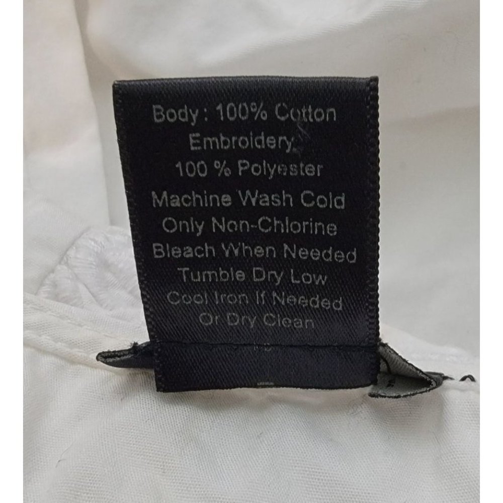 Ann Taylor Factory White Blouse W/ Embroidered Sleeves Sz XS - Picture 6 of 7